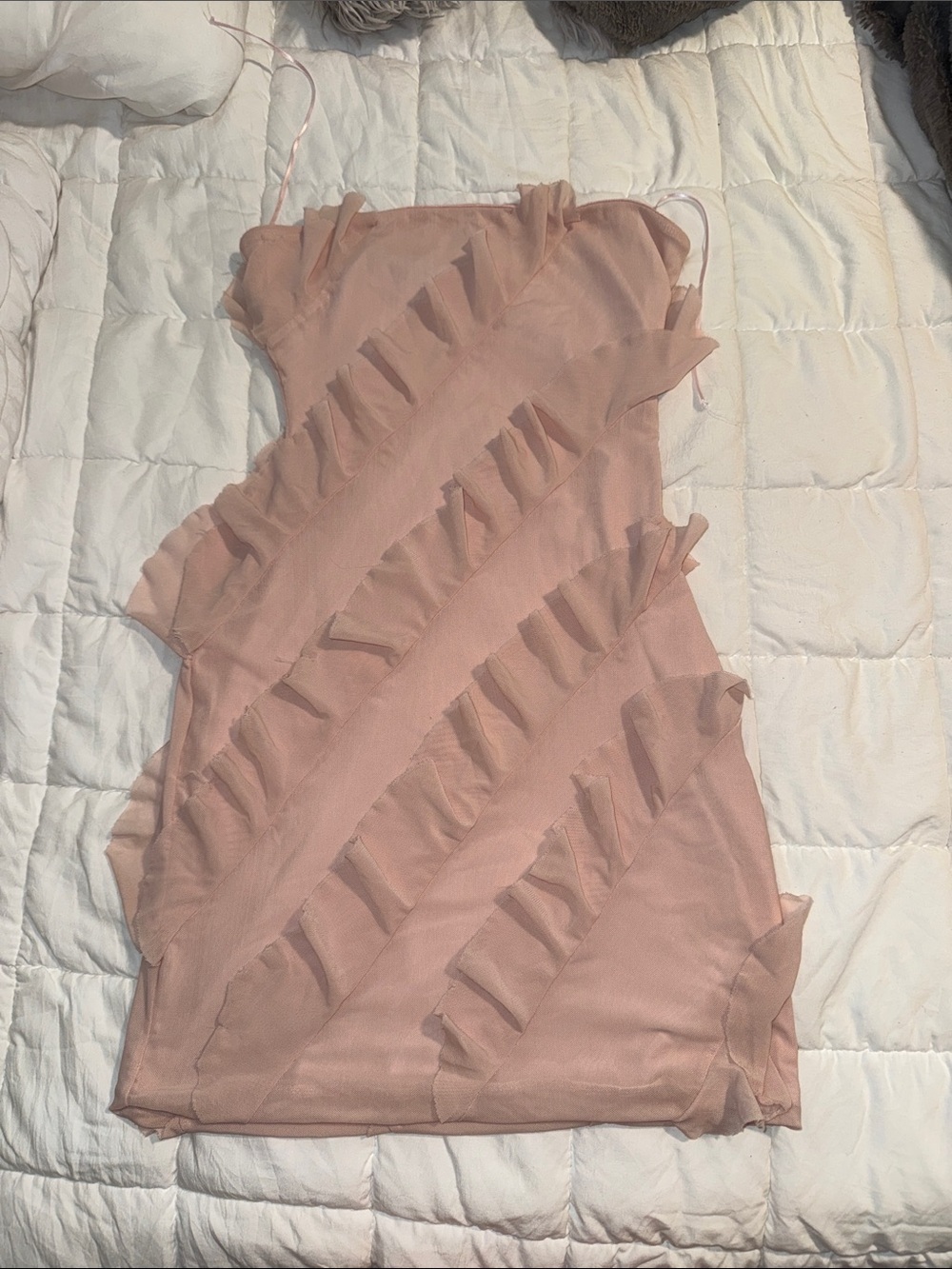 Windsor Blush Pink Strapless Ruffle Slip Dress